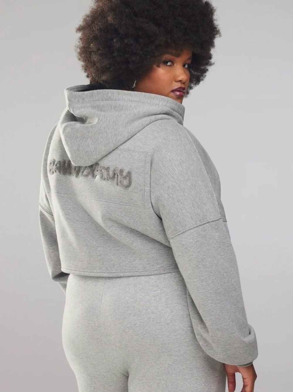 Savage X Fenty Xssential Cropped Hoodie - Heather Grey